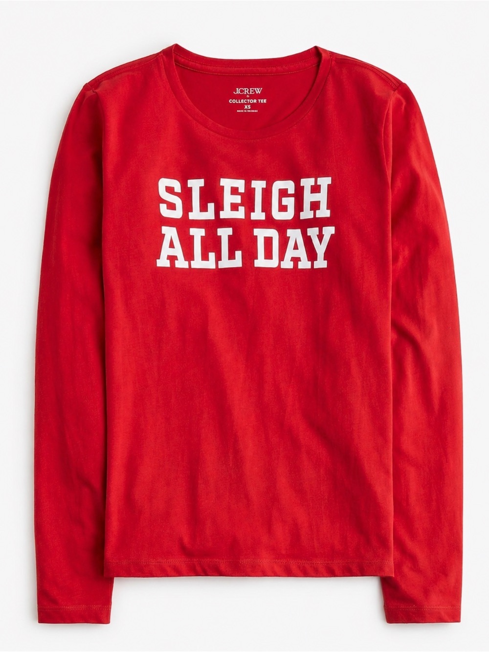 J. Crew Red Long-Sleeve 'Sleigh All Day' Graphic Tee